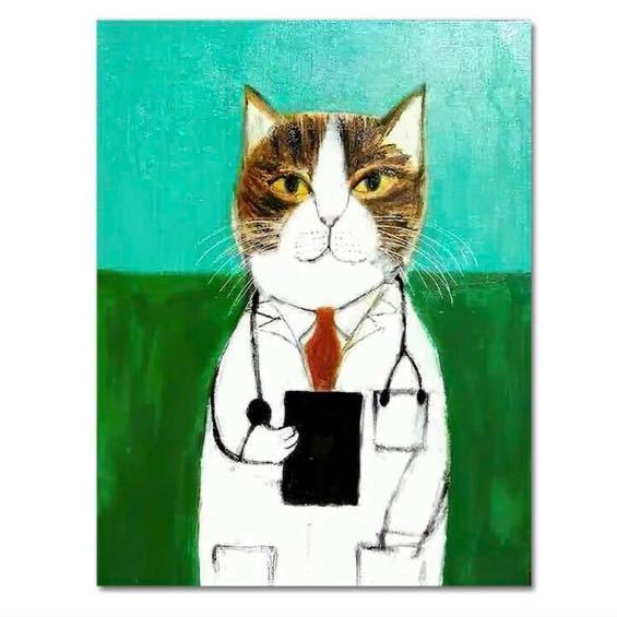 アートポスター インテリア雑貨 小物 リビング 玄関 トイレ 医者 猫 ネコ 看護師 医療関係 レトロの画像1