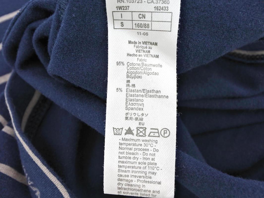 ネコポスOK エンポリオアルマーニ ロゴ ボーダー Tシャツ sizeS/紺 ■◆ ☆ dgb4 レディース_画像5