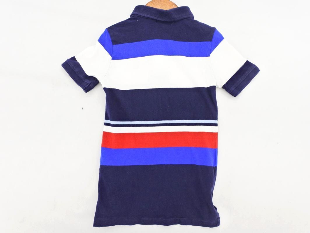 ネコポスOK POLO RALPH LAUREN ポロ ラルフローレン マルチボーダー ポロ シャツ ワンピース size4(100cm)/白ｘ紺ｘ赤 ■◆ ☆ dgb8 子供服_画像6