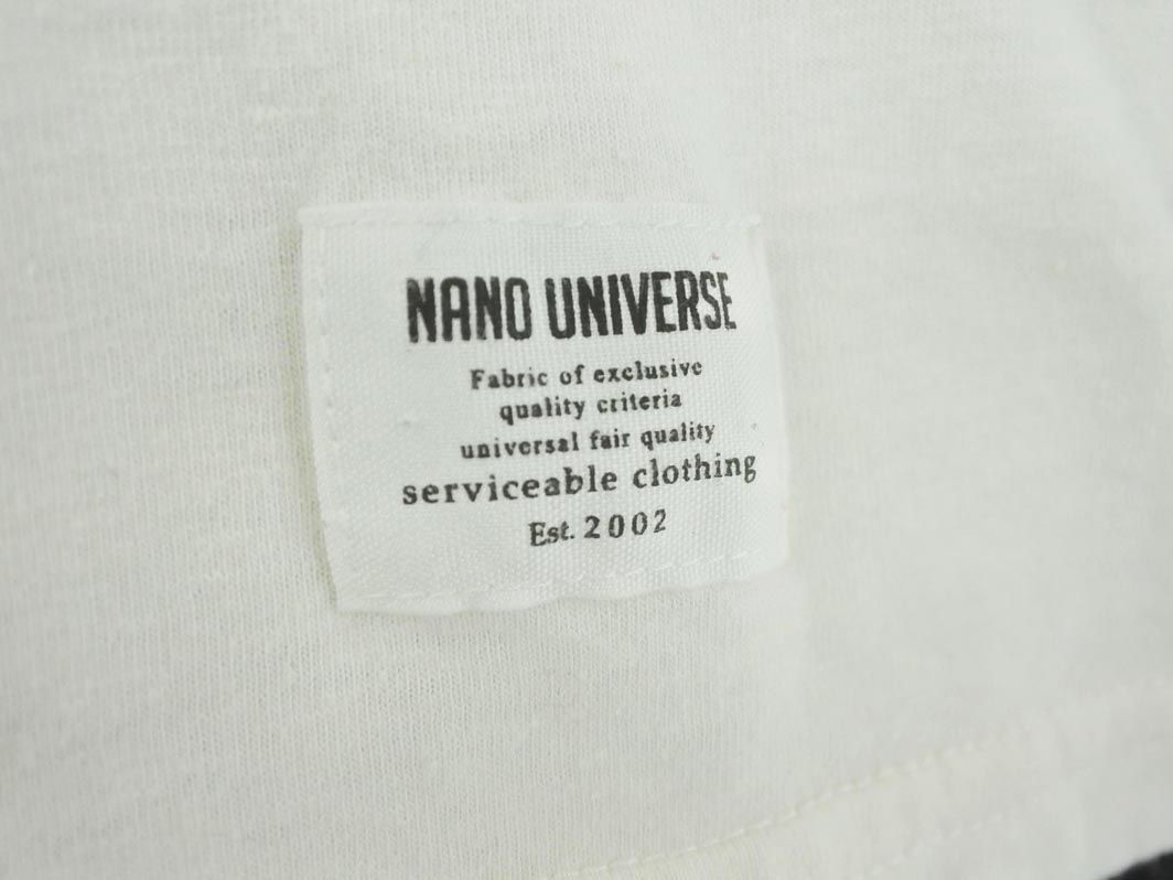 ネコポスOK nano universe ナノユニバース ヘンリーネック 半袖 カットソー sizeS/白ｘ紺 ■◆ ☆ dgc4 メンズ_画像3