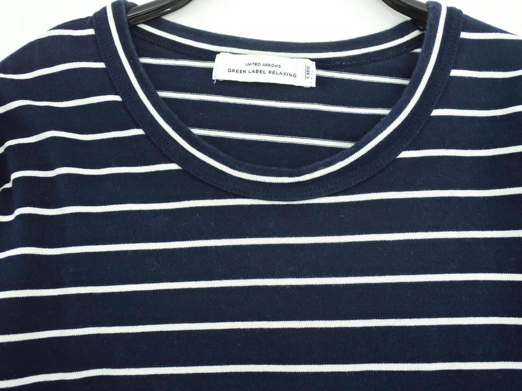  cat pohs OK green lable lilac comb ng United Arrows border short sleeves cut and sewn sizeS/ navy blue x white #* * dgc8 men's 