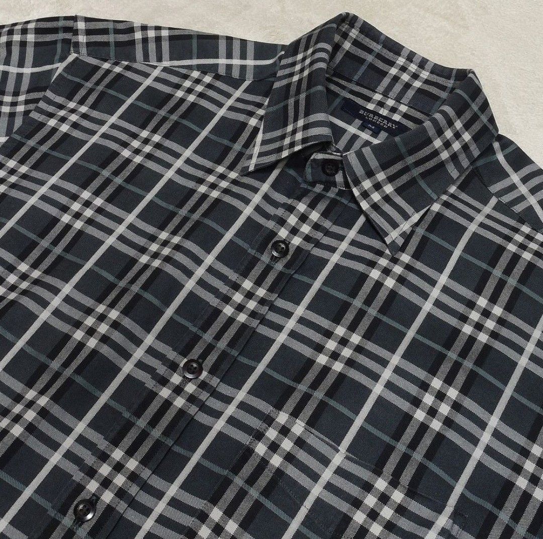 極美品】バーバリーBurberry チェック 半袖 コットン シャツ 極美品】バーバリーBurberry チェック 半袖 コットン シャツ