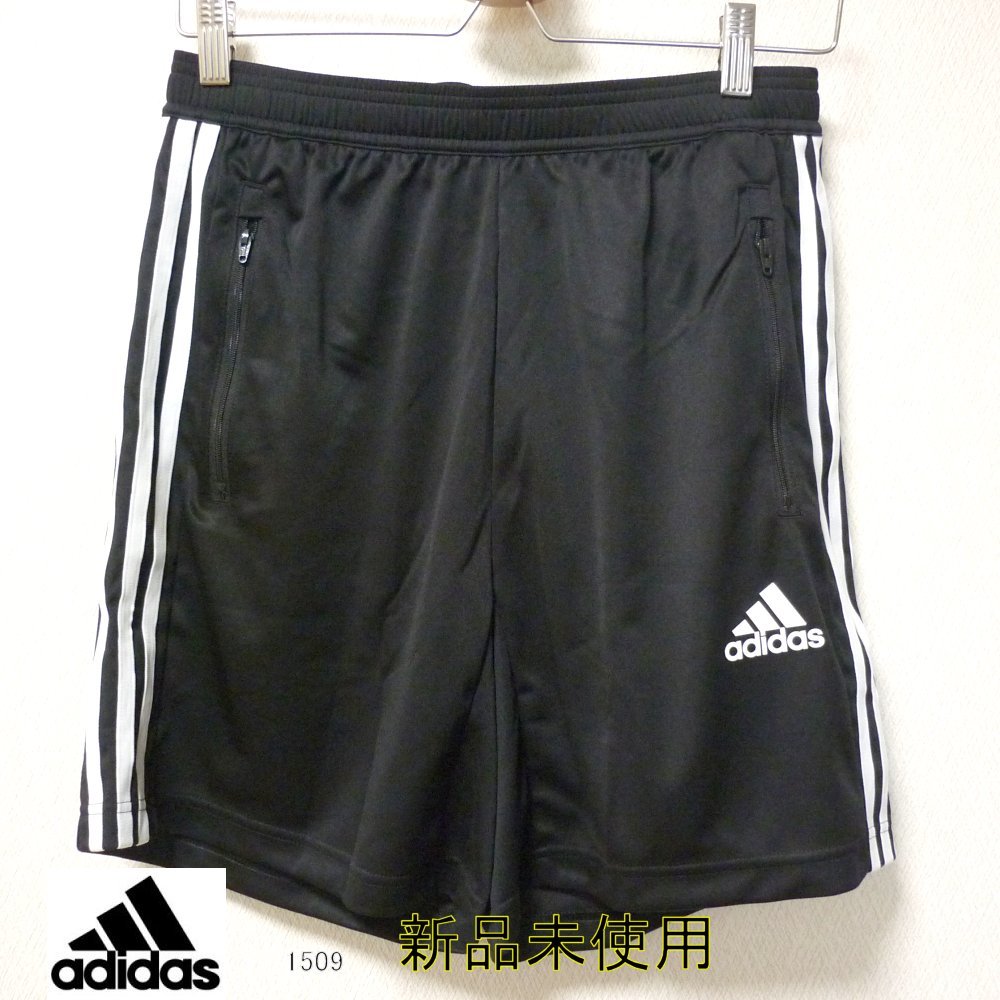 大きいサイズ◆新品未使用●送料無料◆(XO)(2XL)アディダス adidas 黒/ブラック ジップ付きポケットハーフパンツ/ショートパンツ_画像1