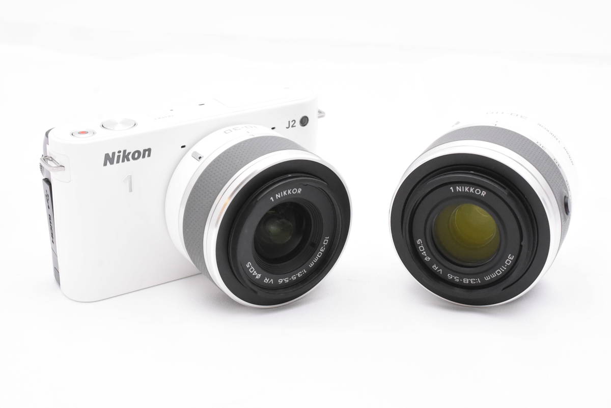 Nikon ニコン 1 J2 ホワイト + 1 NIKKOR 30-110mm F3.8-5.6 VR + 1 NIKKOR 10-30mm F3.5-5.6 VR レンズ (t3949)_画像2