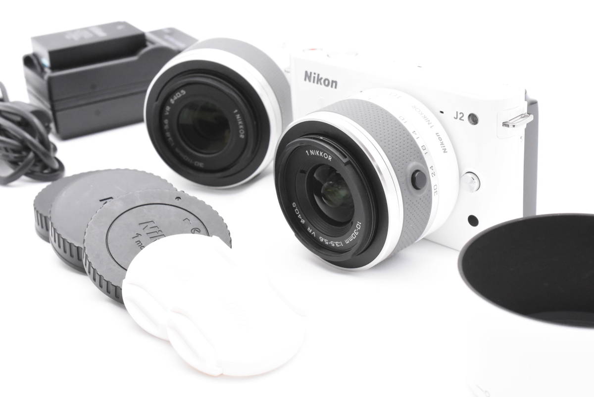 Nikon ニコン 1 J2 ホワイト + 1 NIKKOR 30-110mm F3.8-5.6 VR + 1 NIKKOR 10-30mm F3.5-5.6 VR レンズ (t3949)
