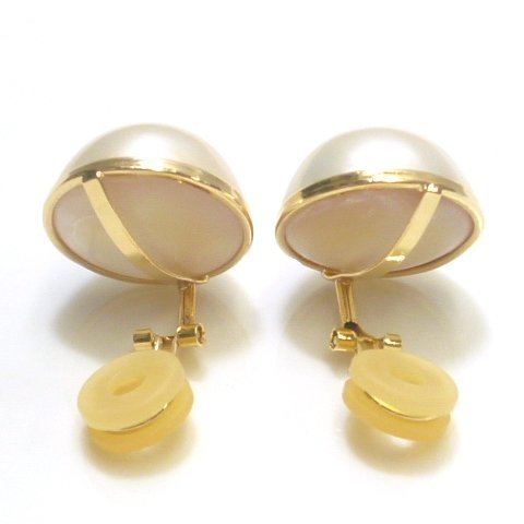 J◇K18 大粒!18mm マベパール イヤリング イエローゴールド 18金 マベ