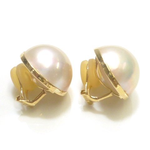 J◇K18 大粒!18mm マベパール イヤリング イエローゴールド 18金 マベ