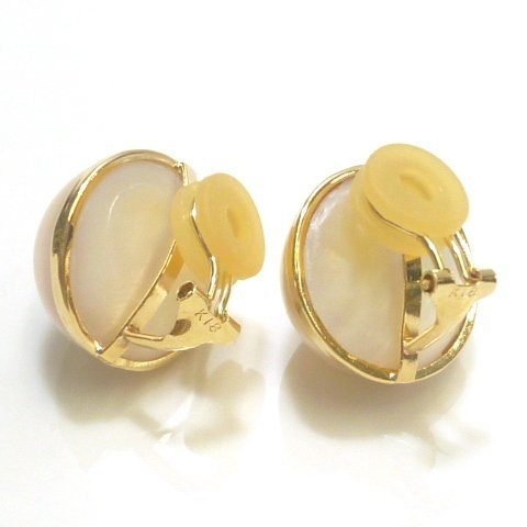 J◇K18 大粒!18mm マベパール イヤリング イエローゴールド 18金 マベ