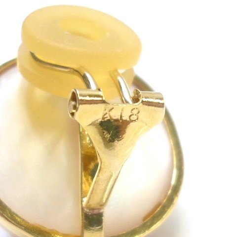 J◇K18 大粒!18mm マベパール イヤリング イエローゴールド 18金 マベ