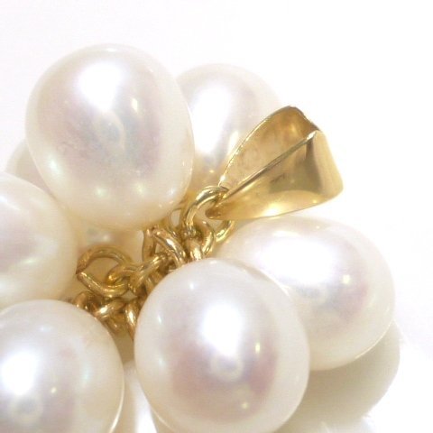 J◇K18 パール ペンダントトップ イエローゴールド 18金 真珠 11粒 チャーム pearl yellow gold pendent charm【ネコポスOK】_画像2