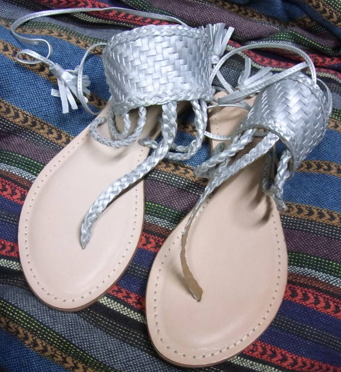  new goods Stunning Lure STUNNING LURE shoes sandals 38 Flat sandals gladiator sandals silver leather large . direct .