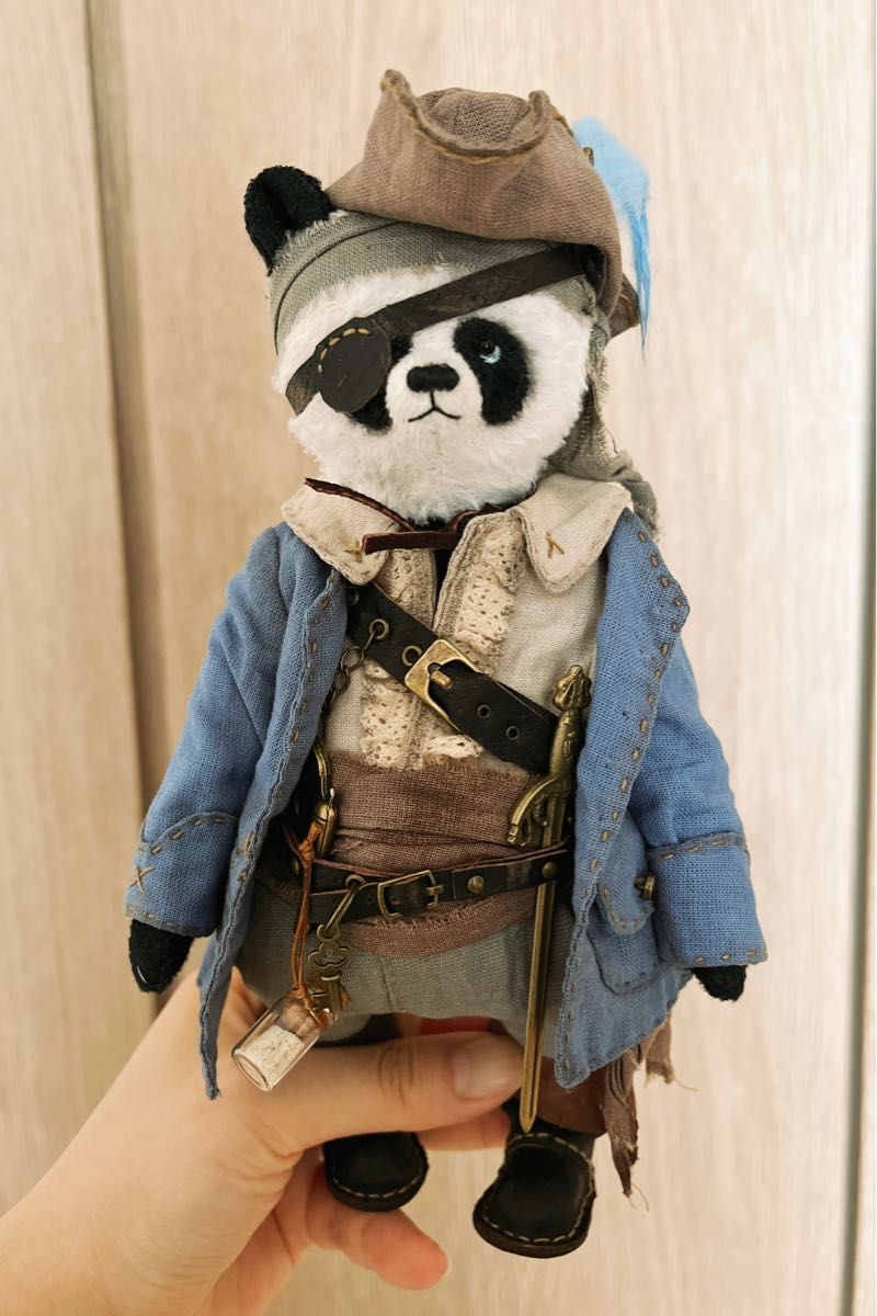 作家テディベア パンダ 手作りパンダ ぬいぐるみ パイレーツ 作家テディベア パンダ 手作りパンダ ぬいぐるみ パイレーツ