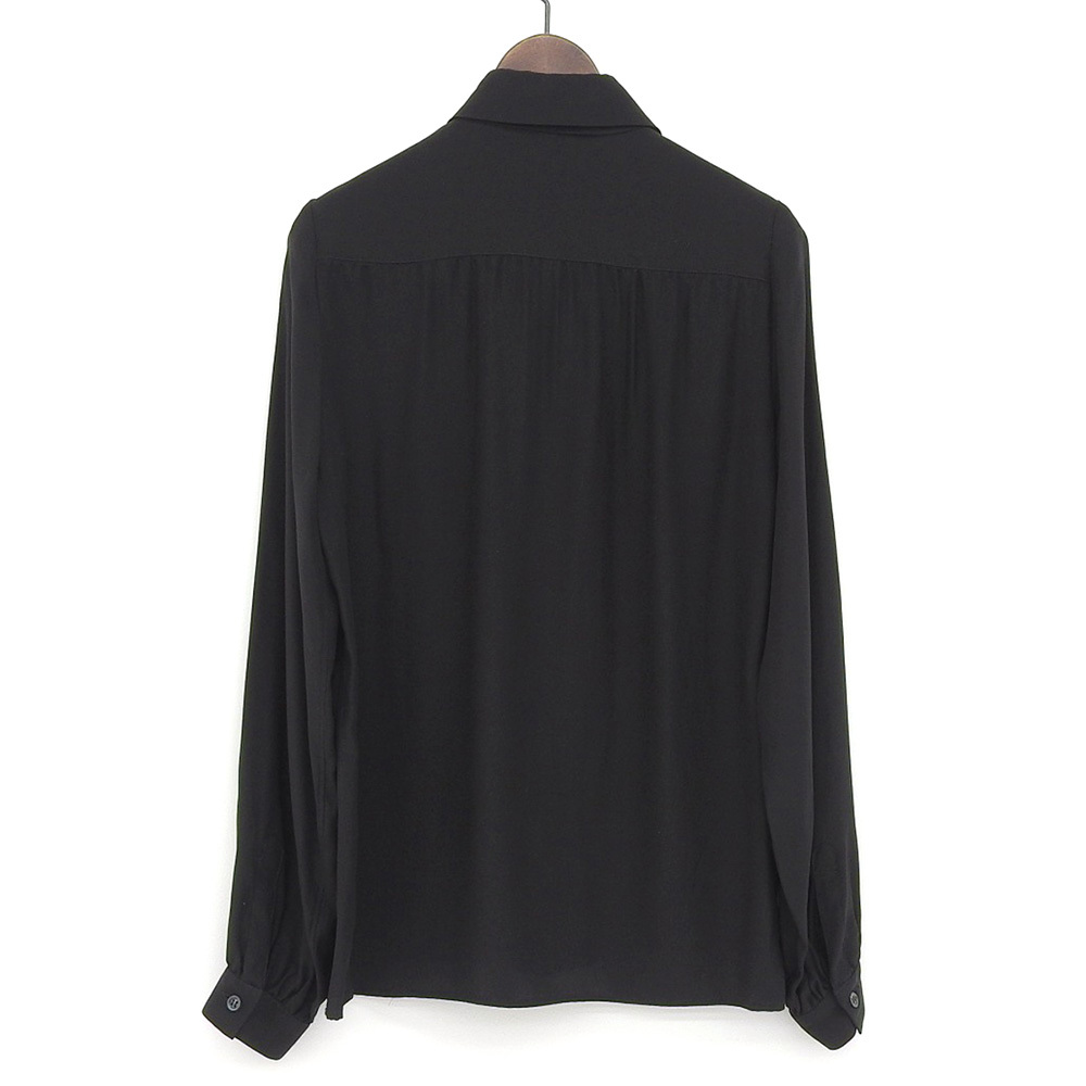 超美品 シャネル CHANEL 80年代フランス製 ダブルココマーク シルクシャツ 12 黒_[シャネル]シャツ