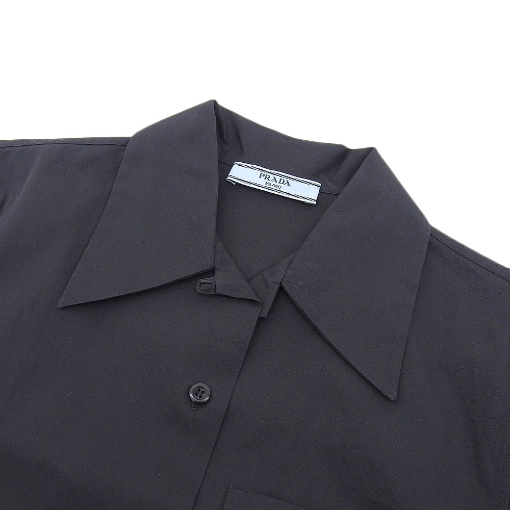 super-beauty goods Prada PRADA present blue tag cotton 100% oversize shirt 38 black lady's 