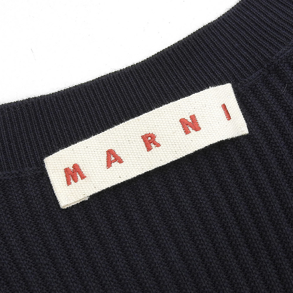 超美品 マルニ MARNI 2017年商品 ドロップショルダー サイドリボン コットンニット ワンピース 38の画像7