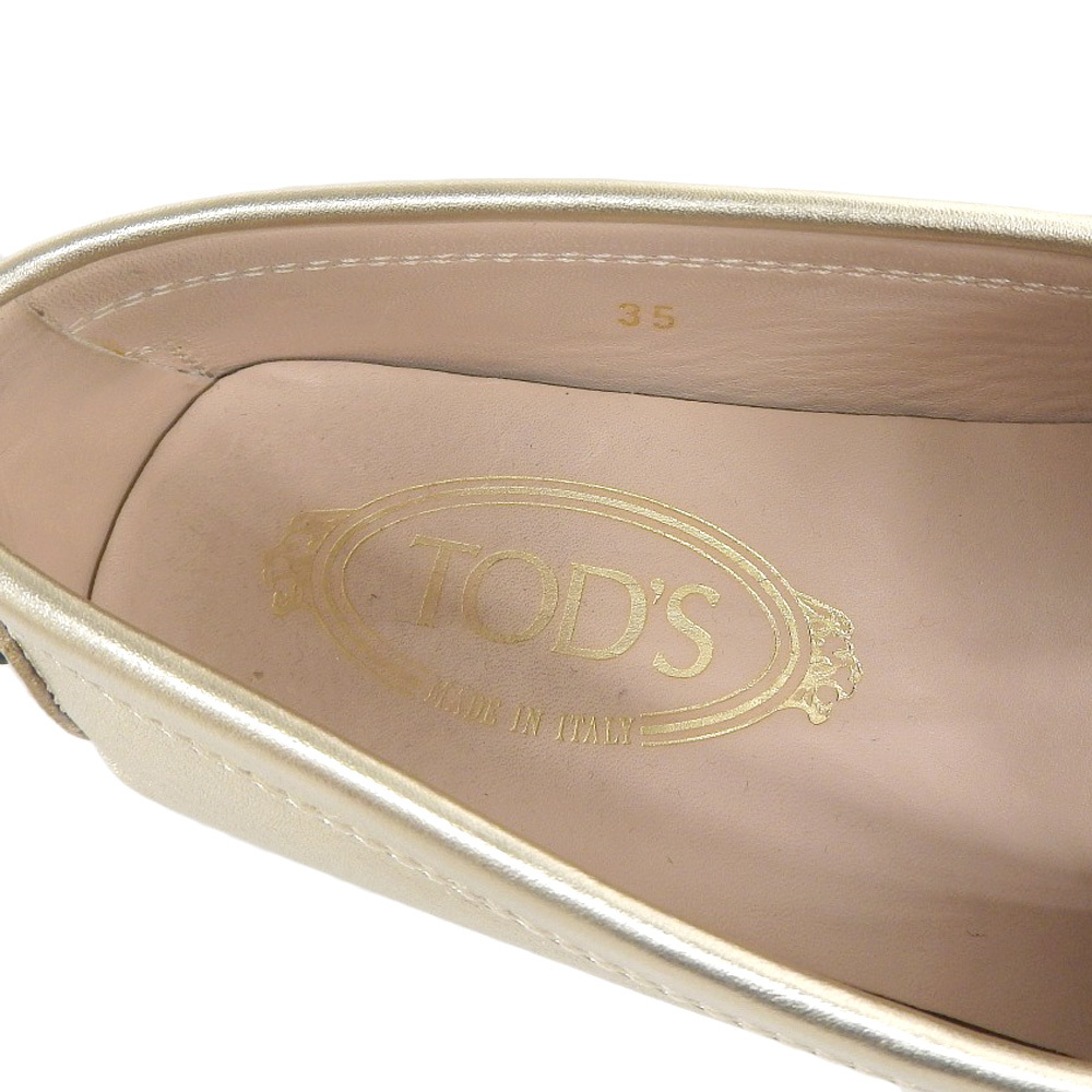 美品 トッズ TOD's 現行ロゴ ゴールド ダブルT ドライビング シューズ レザー ローファー 35 22.5cm_[トッズ]ドライビングシューズ