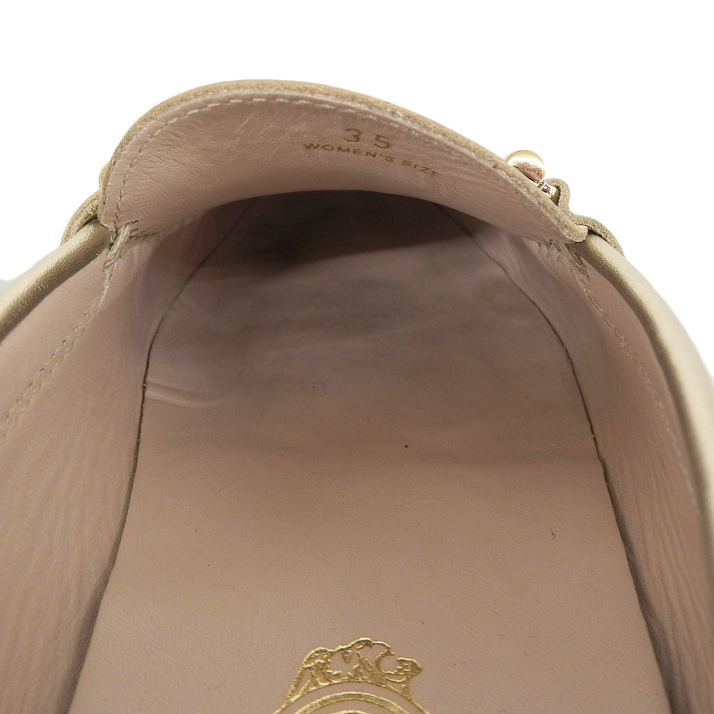 超爆安 現行ロゴ TOD's トッズ 美品 ゴールド 22.5cm 35 ローファー