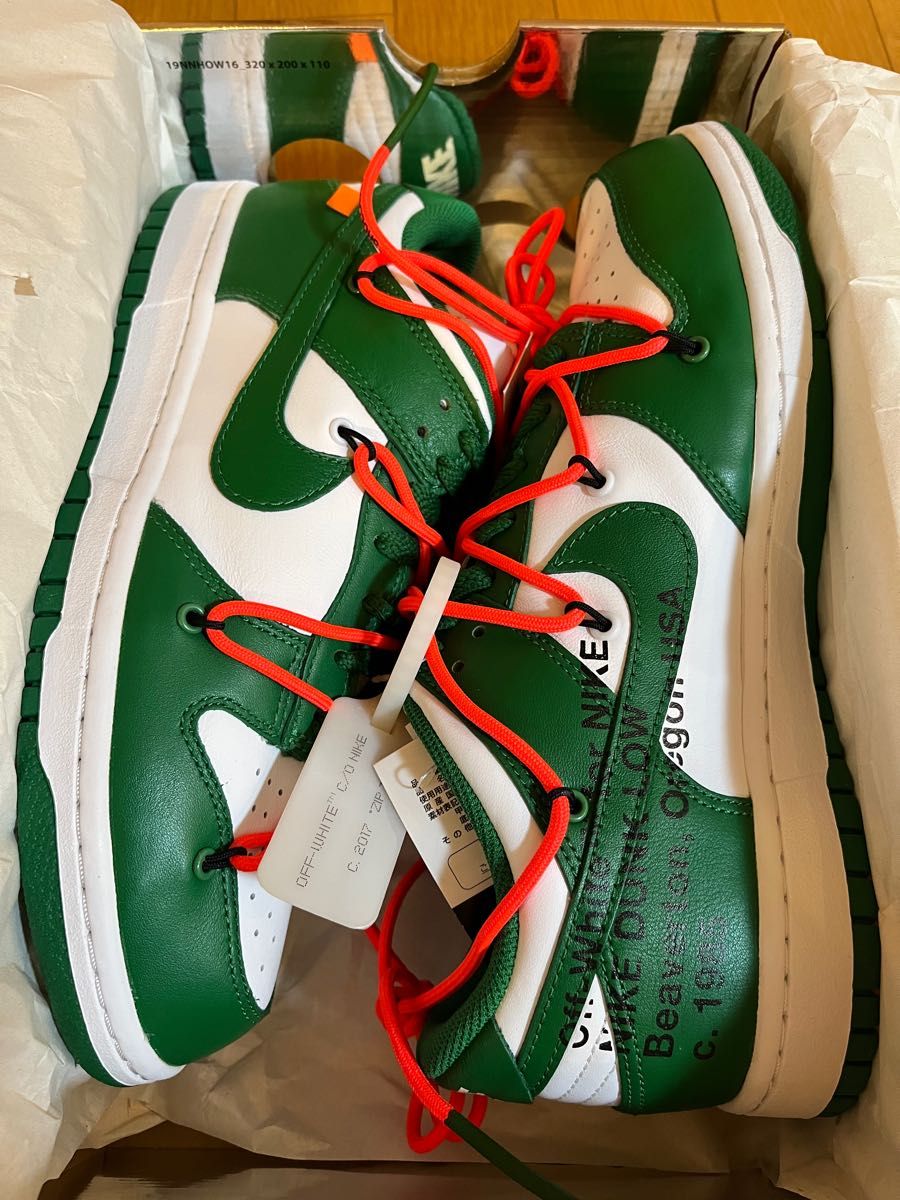 NIKE×OFF-WHITE/ナイキ×オフホワイト DUNK LOW LTHR PINE GREEN/ダンクロー パイングリーン