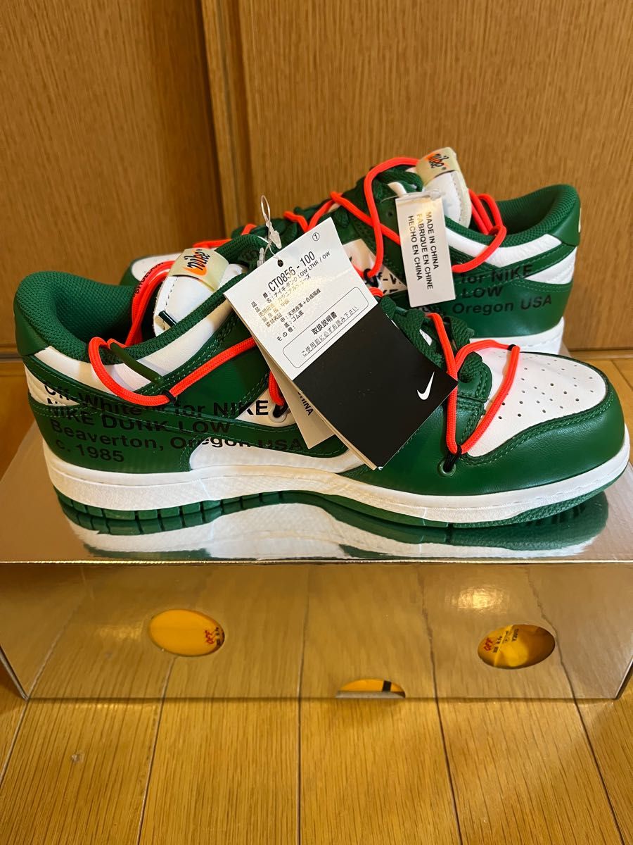 NIKE×OFF-WHITE/ナイキ×オフホワイト DUNK LOW LTHR PINE GREEN/ダンクロー パイングリーン