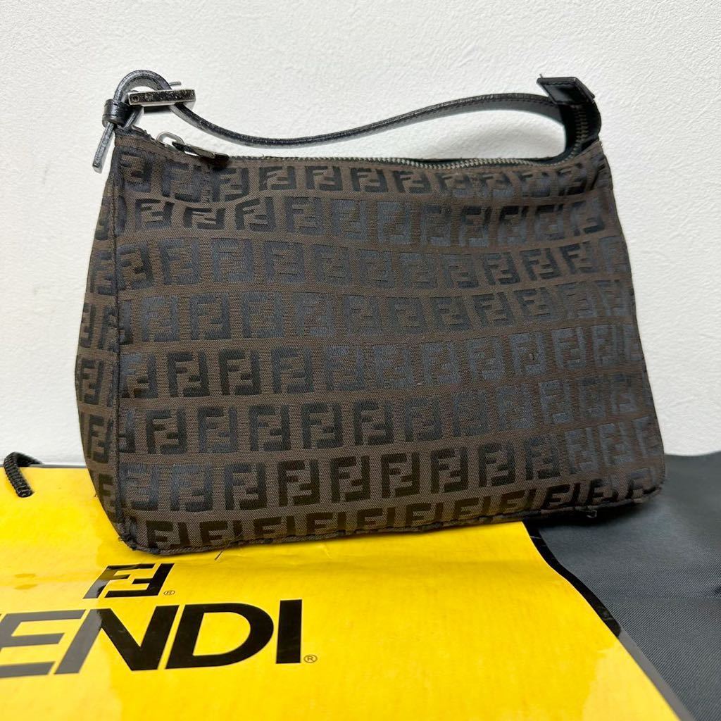 1円 FENDI フェンディ ハンドバッグ ポーチ バニティ ズッカ柄