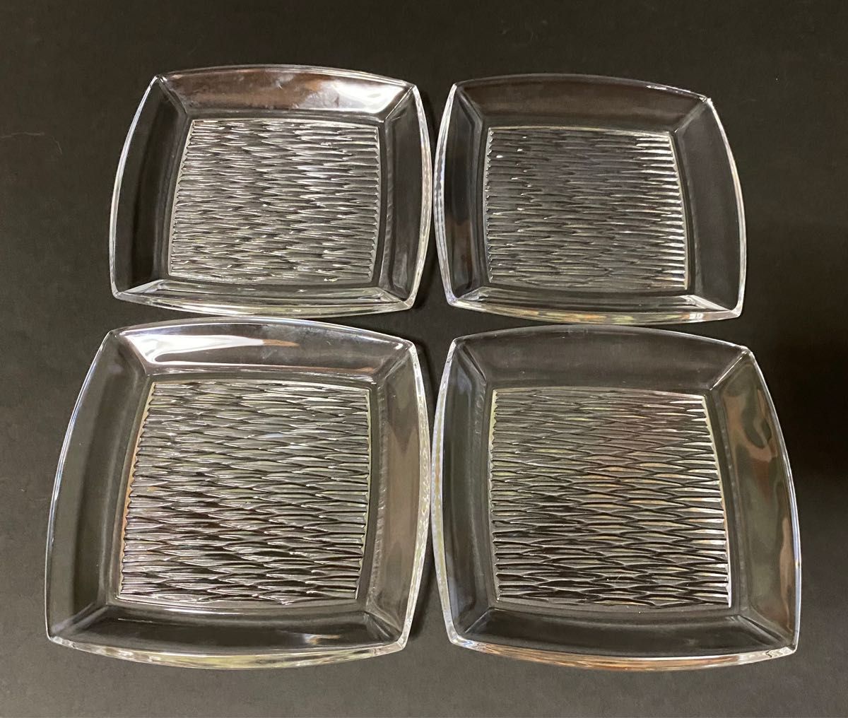 HOYA ガラス皿  銘々皿  小皿  角皿  クリスタルガラス 4枚 日本製 ⑨