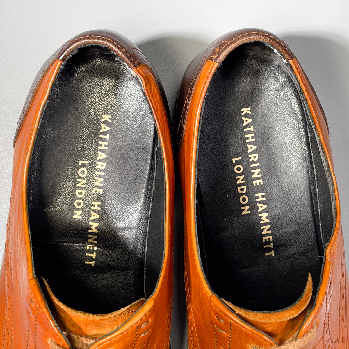 即決 KATHARINE HAMNETT キャサリンハムネット ウイングチップ ブラウン 茶色 メンズ 本革 レザー 革靴 25.5cm ビジネスシューズ A1702_画像8