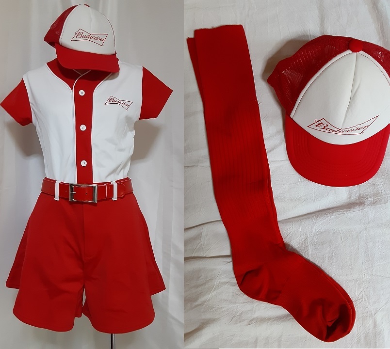【ビールガール制服】Budweiser 球場売り子用ユニフォーム 一式+キャップ+リブソックス バドワイザー バドガール キャンギャル 日本製
