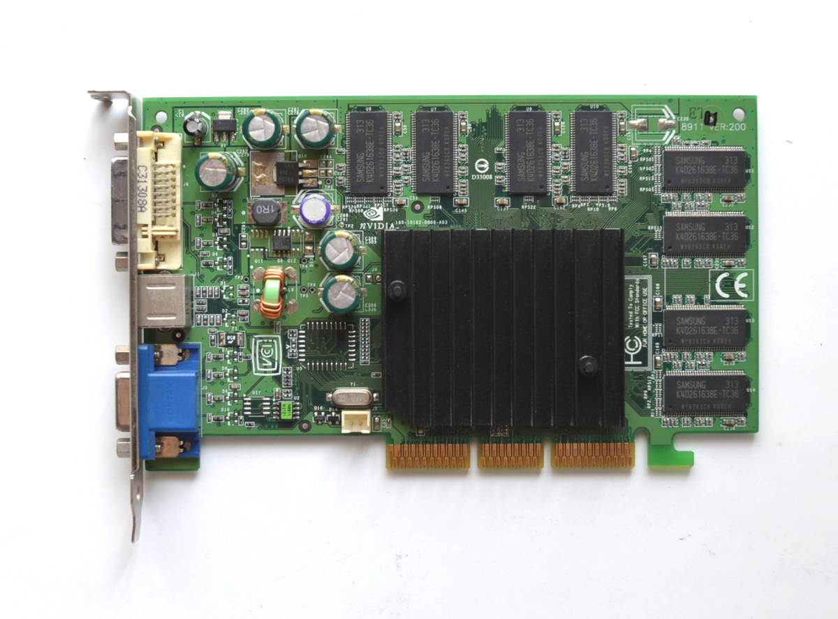 稀少！Nvidia GeForce FX5200 180-10162-0000-A03 AGP Graphics Card MacOS9/OSX_画像2