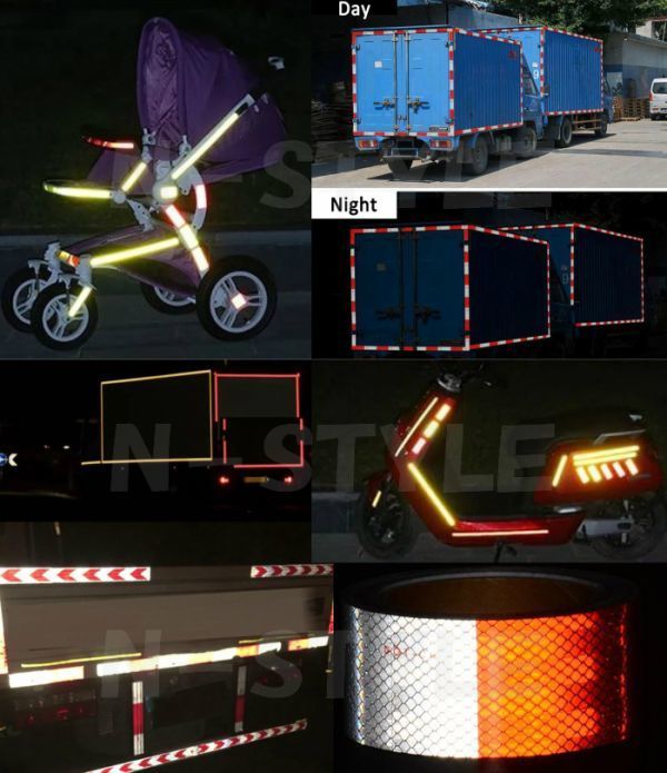 高輝度反射テープワイド 120ｃｍ×50ｃｍ レッド 赤 リフレクター反射シール 自動車 バイクなどの事故防止 安全対策に反射ステッカーうちわの画像5