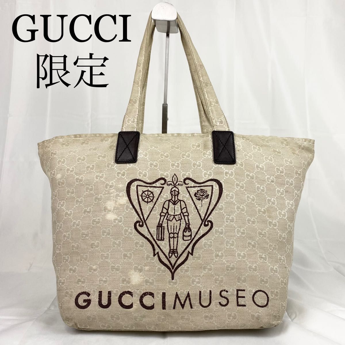 限定】GUCCI トートバッグ ミュゼオ GG柄 キャンバス×レザー A4収納可
