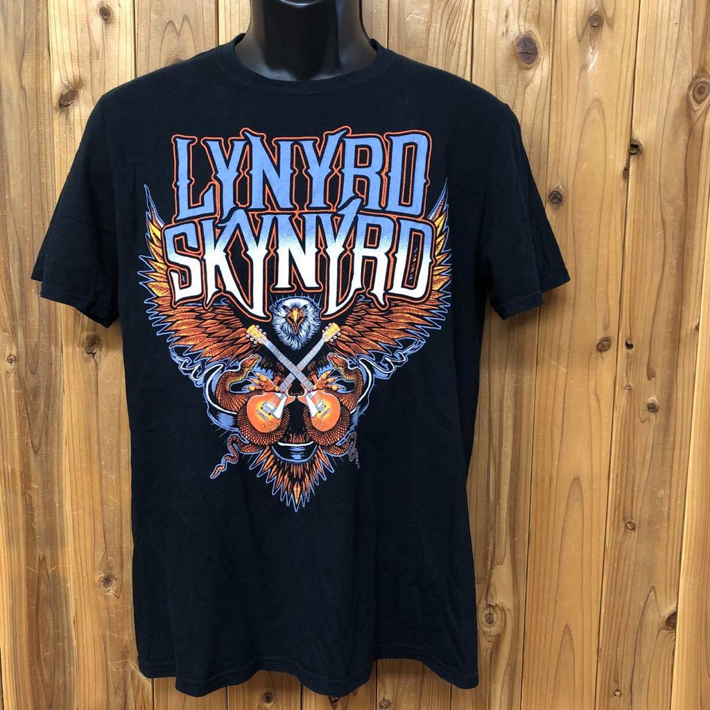 LYNYRD SKYNYRD /レーナード スキナード /メンズM 半袖Tシャツ バンドTシャツ トップス 黒 プリント ロゴT イーグル 蛇 アメカジ USA古着_画像1