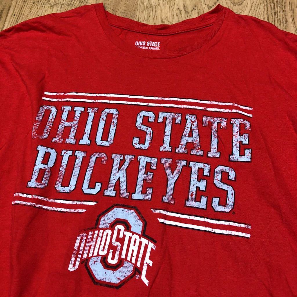 OHIO STATE /AUTHENTIC APPAREL /オハイオ州立大学 メンズ3XL 半袖Tシャツ プリントTシャツ ロゴT BUCKEYES アメカジ USA古着 大きいサイズ_画像4