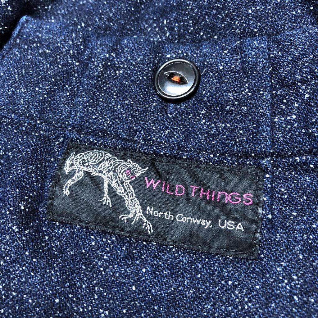 WILD THINGS /ワイルドシングス /メンズXS 日本製 クロップドパンツ ハーフパンツ 半ズボン デニム風 カジュアル アウトドア レジャー 古着_画像6