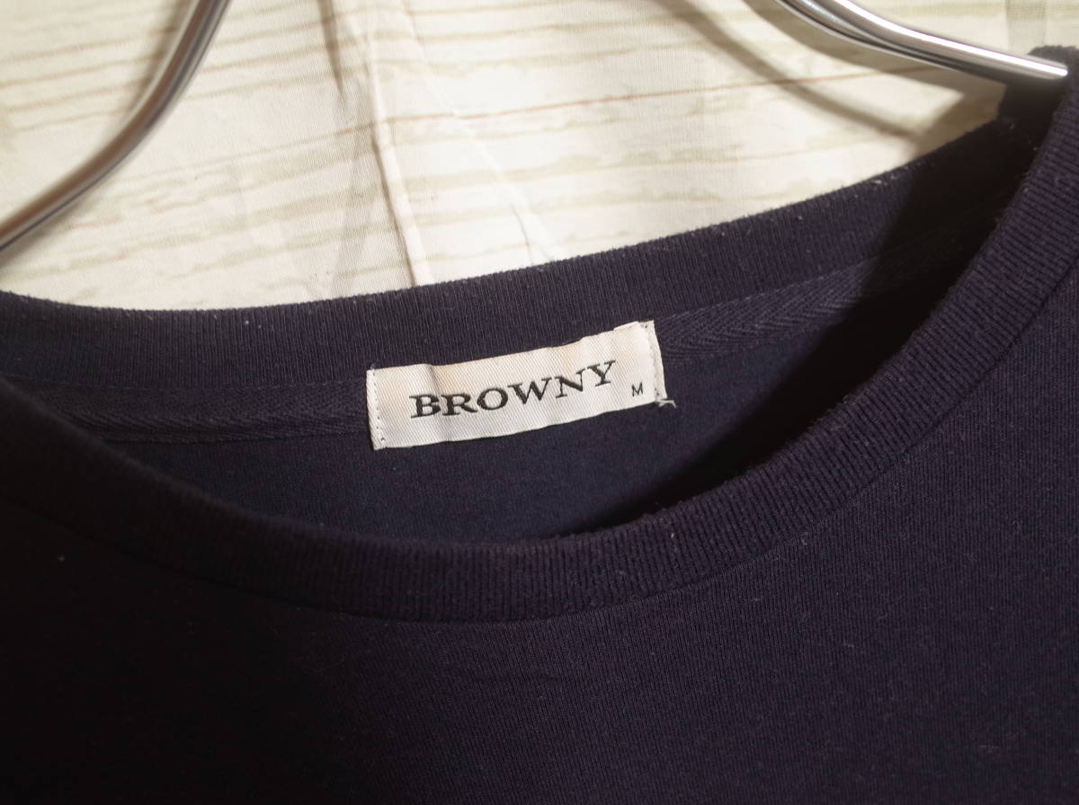 メンズ ph411 ブラウニー BROWNY パネル 切り替え 半袖 Tシャツ M ネイビー系 紺系_画像3