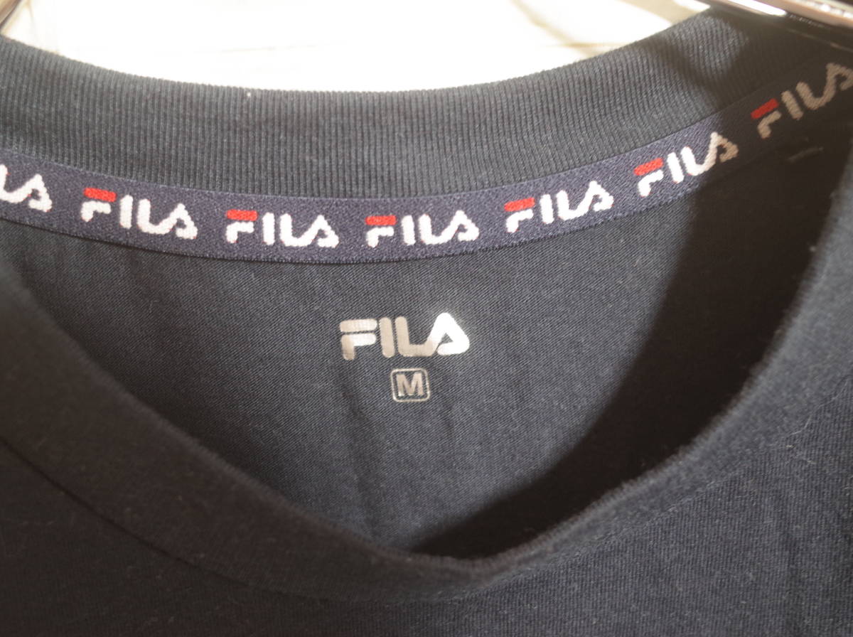 メンズ ph601 FILA フィラ ロゴ プリント 半袖 Tシャツ M ネイビー 紺 ラバープリント_画像3