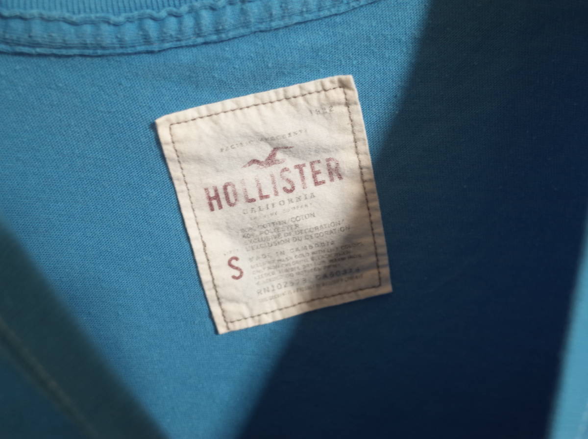 レディース ph615 HOLLISTER ホリスター ワッペン 半袖 Tシャツ S 水色系_画像4