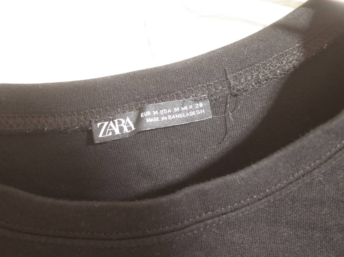 メンズ ph626 ZARA ザラ 無地 オーバーサイズ オーバーシルエット 半袖 Tシャツ M ブラック 黒_画像3