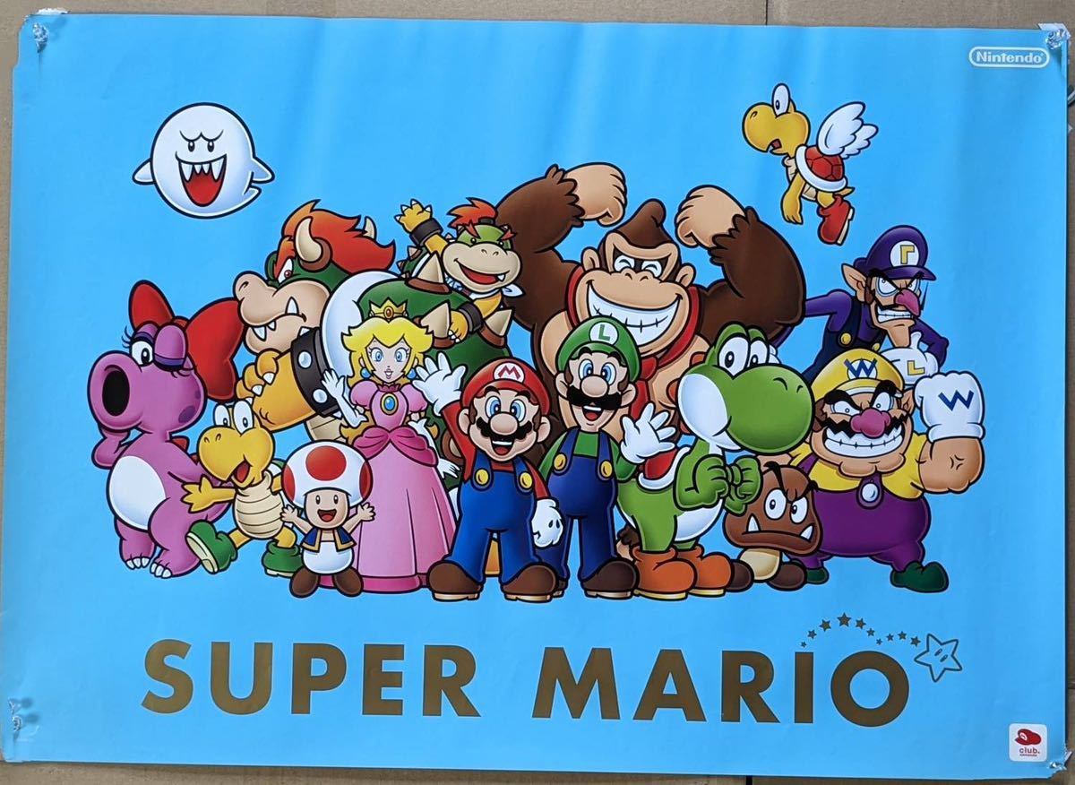 SUPER MARIO ポスター　任天堂 Nintendo ニンテンドー　現状品　コレクション　アンティーク　ヴィンテージ　キャラクター　マリオ_画像1