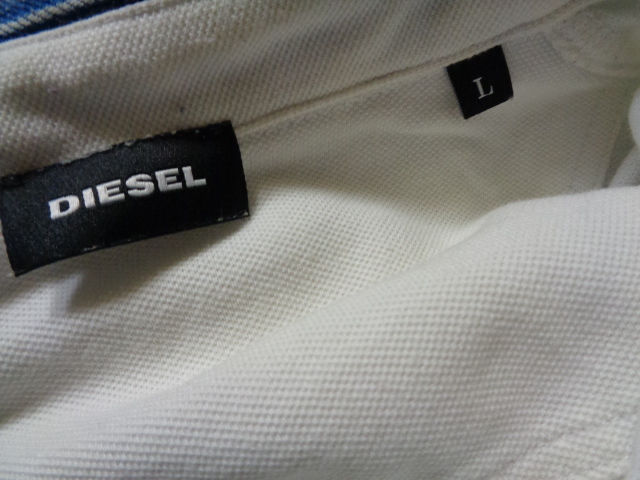 DIESEL ディーゼル ミニロゴプレート コットン サマーニット ポロシャツ L 白の画像6