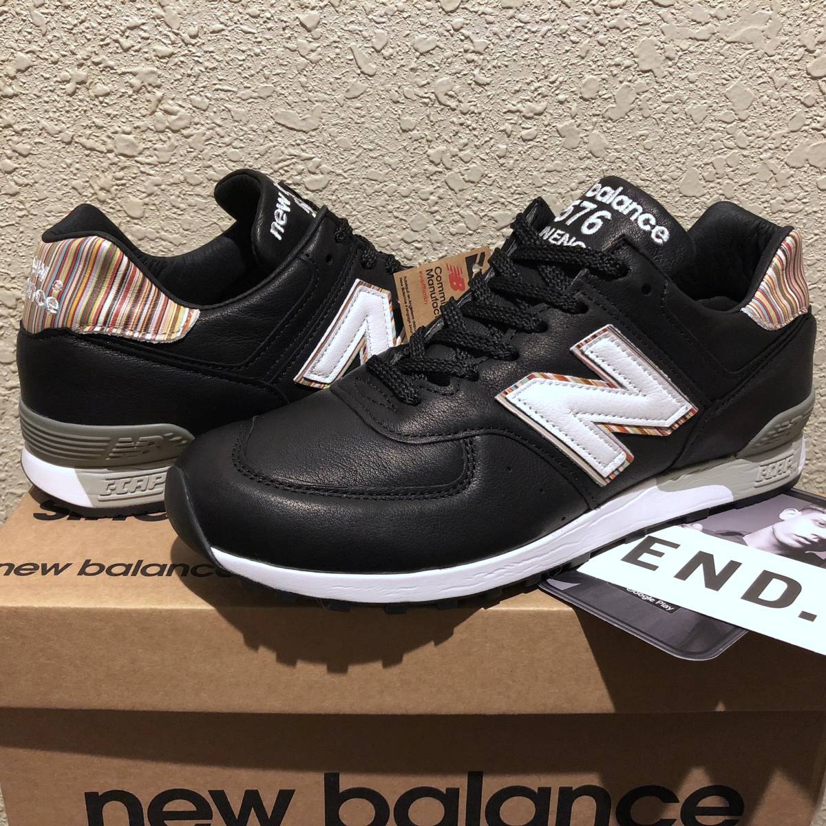 Paul Smith別注 UK製 NEW BALANCE M576PSK BLACK US7.5D 25.5cm カンガルー革 オールレザー 限定コラボ 新品 イギリス製 英国製 スニーカー_画像1