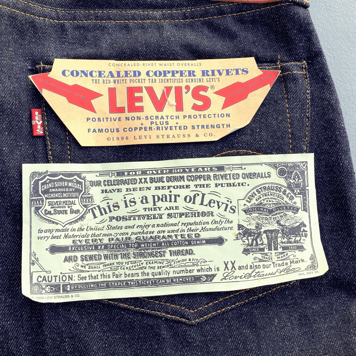 バレンシア工場製 1937年モデル LEVI’S 201XX 201-0003 W36 L36 未使用 デッドストック リジッド 米国製 30s 37s 復刻 アメリカUSA製 555_画像4