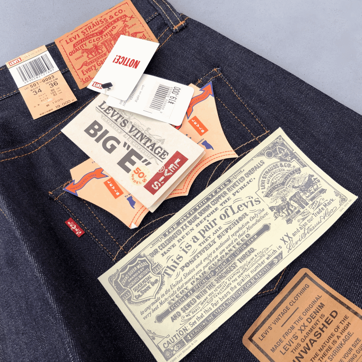 バレンシア工場制 1955年モデル LEVI’S 501XX 501-0003 W34 L36 デッドストック 米國制 リジッド 50s 55s アメリカUSA制 555 未使用 55501
