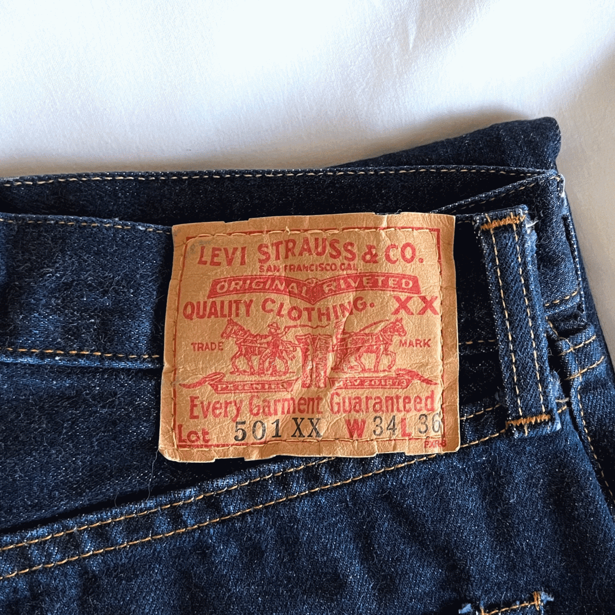 バレンシア工場製 1955年モデル LEVI’S 501XX 501-0114 W34(W33) L36 美品 中古 米国製 リジッド 50s 55s アメリカUSA製 555 55501 0003_画像8