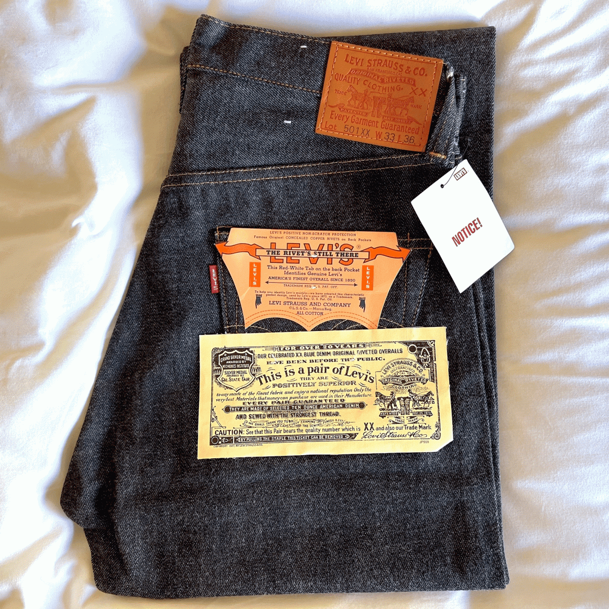 旧日本製 1947年モデル LEVI'S 501XX 47501-0017 W33 L36 リジッド 未使用 デッドストック 40s 片面 デニムパンツ ジーンズ MADE IN JAPAN_画像1