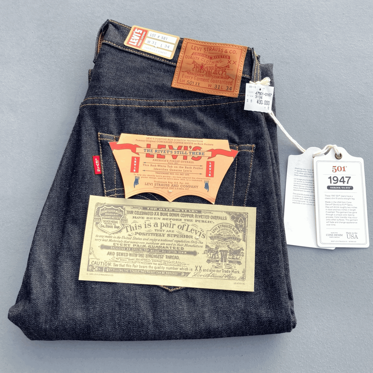 超安い W31 47501-0167 501XX LEVI'S 最終ホワイトオーク 1947年モデル