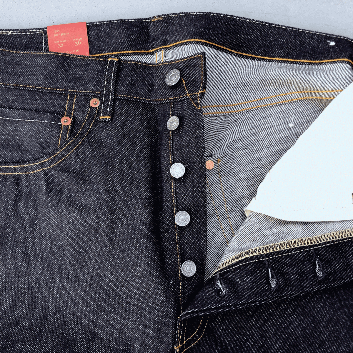 米国製 1955年モデル LEVI'S 501XX 50155-0116 W32 L36 リジッド デッドストック ホワイトオーク 50s 55 アメリカUSA製 デニムパンツ 55501_画像7