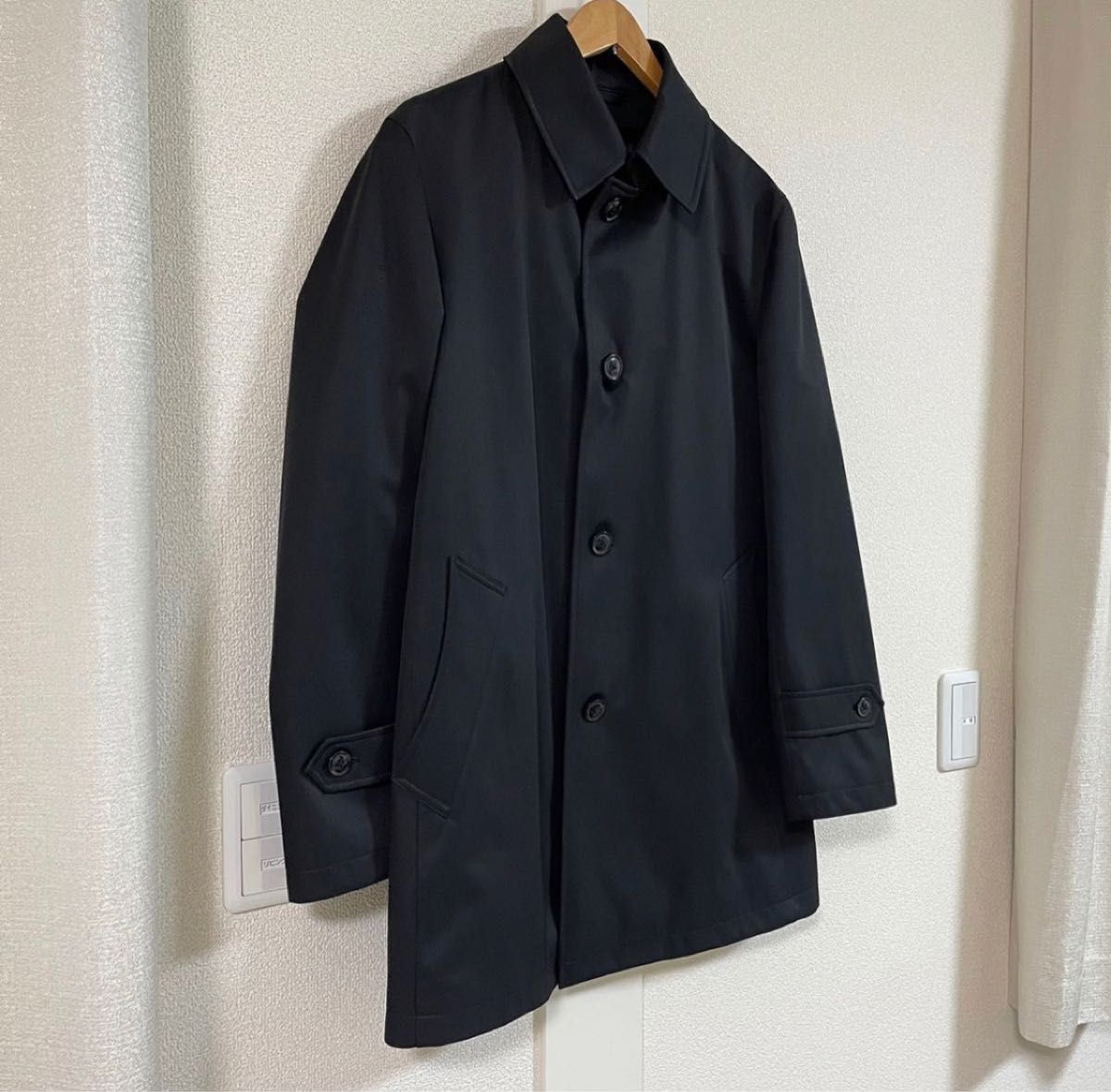 BL ステンカラーボンディングコート ブラック×シャドーツイル ジャケット スーツ 通勤 移動 ビジネス
