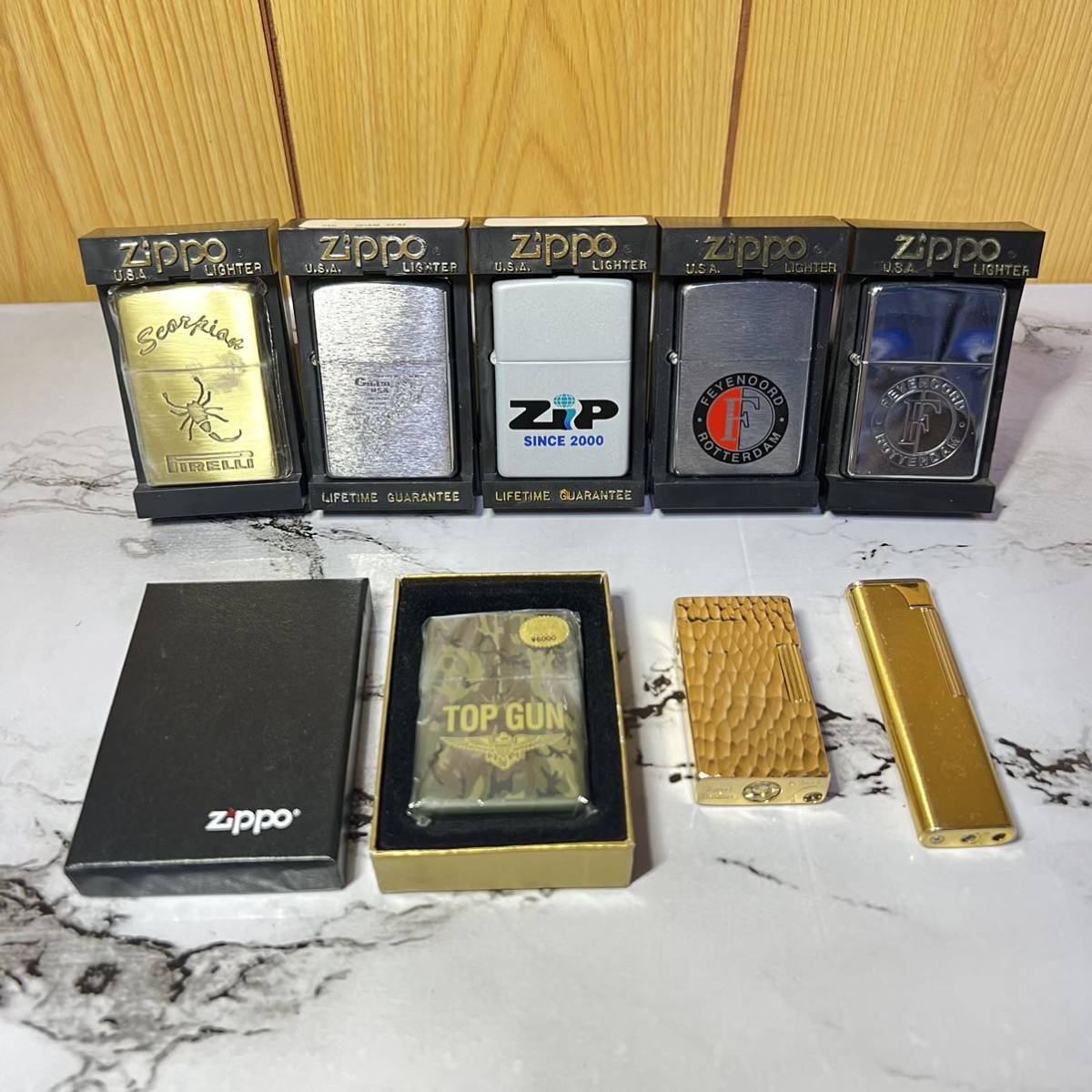 1円~まとめオイル ガスライター 8点セット Zippo ジッポ TOP GUN