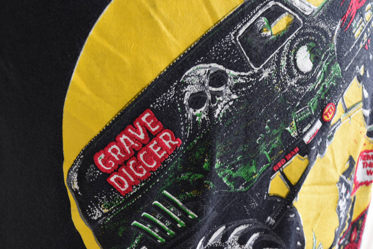 90s GRAVE DIGGER プリントTシャツ MADE IN USA 表記L 黒 / ビンテージ