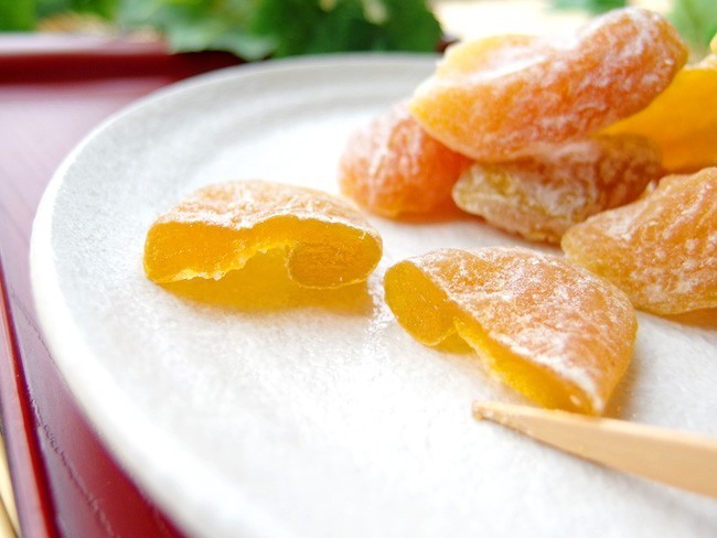 ぶどう糖あんず145g(甘くてフルーティーな杏子の和菓子です)ブドウ糖をまぶしたアンズの甘露煮 グルコースアプリコット_画像2